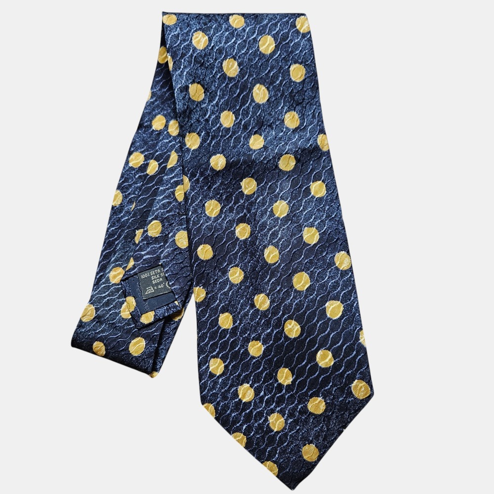 Ermenegildo Zegna Silk Geometric Neck Tie Jacquard Gold Polka Dot Quiet‎ Luxury